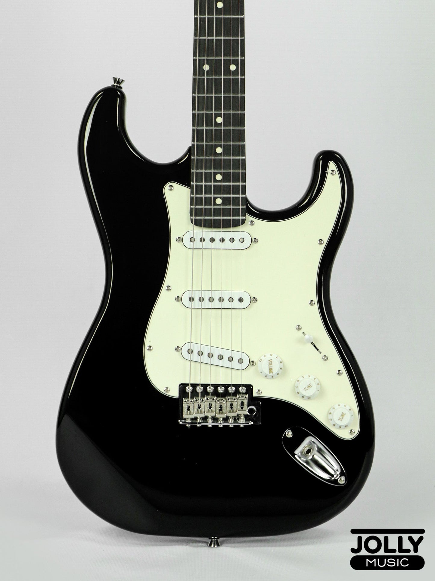 JCraft Vintage Series S-3V S-Style Electric Guitar - Black