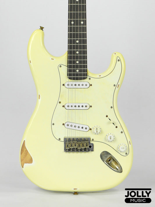 JCraft Vintage Series S-3VC Antique S-Style Electric Guitar Relic - Vintage White