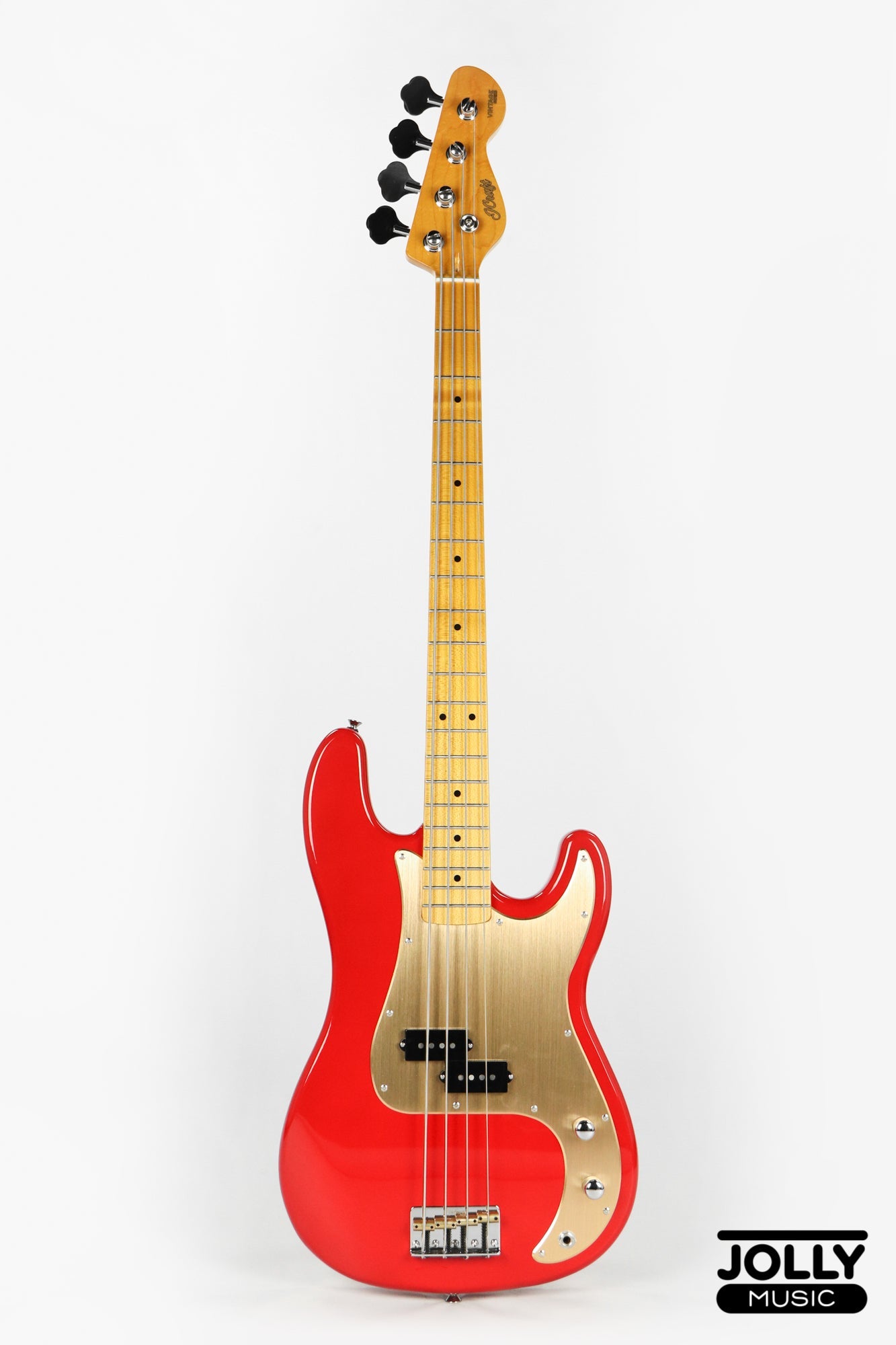 JCraft PB-3V 4-String Bass Guitar - Fiesta Red