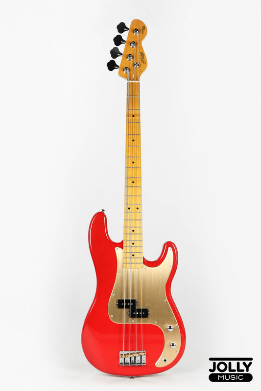 JCraft PB-3V 4-String Bass Guitar - Fiesta Red