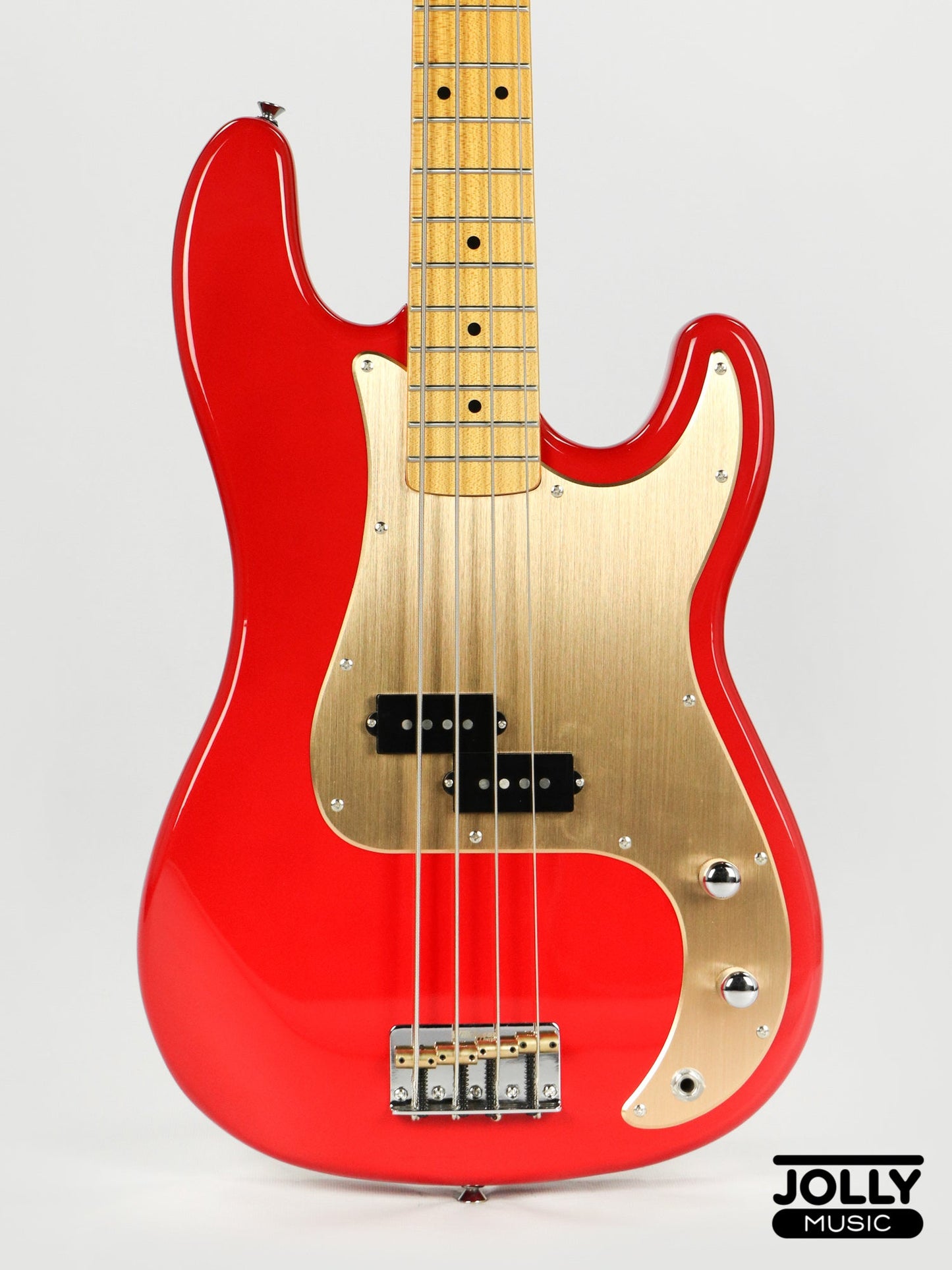JCraft PB-3V 4-String Bass Guitar - Fiesta Red