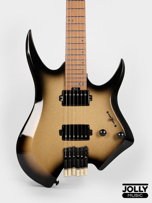JCraft Aeon Headless Electric Guitar Fixed Bridge Stainless HEF-3 - Gold Burst Fade