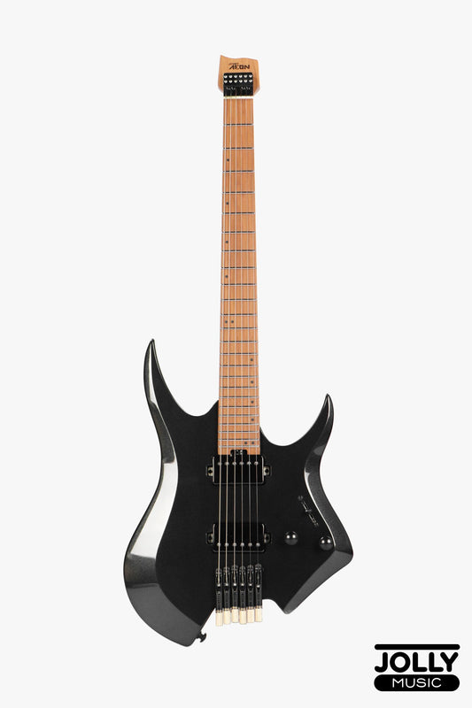 JCraft Aeon Headless Electric Guitar Fixed Bridge Stainless HEF-3 - Metallic Black