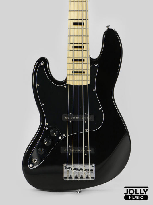 JCraft JB-1 Left Handed J-Offset 5-String Bass Guitar with Gigbag - Black