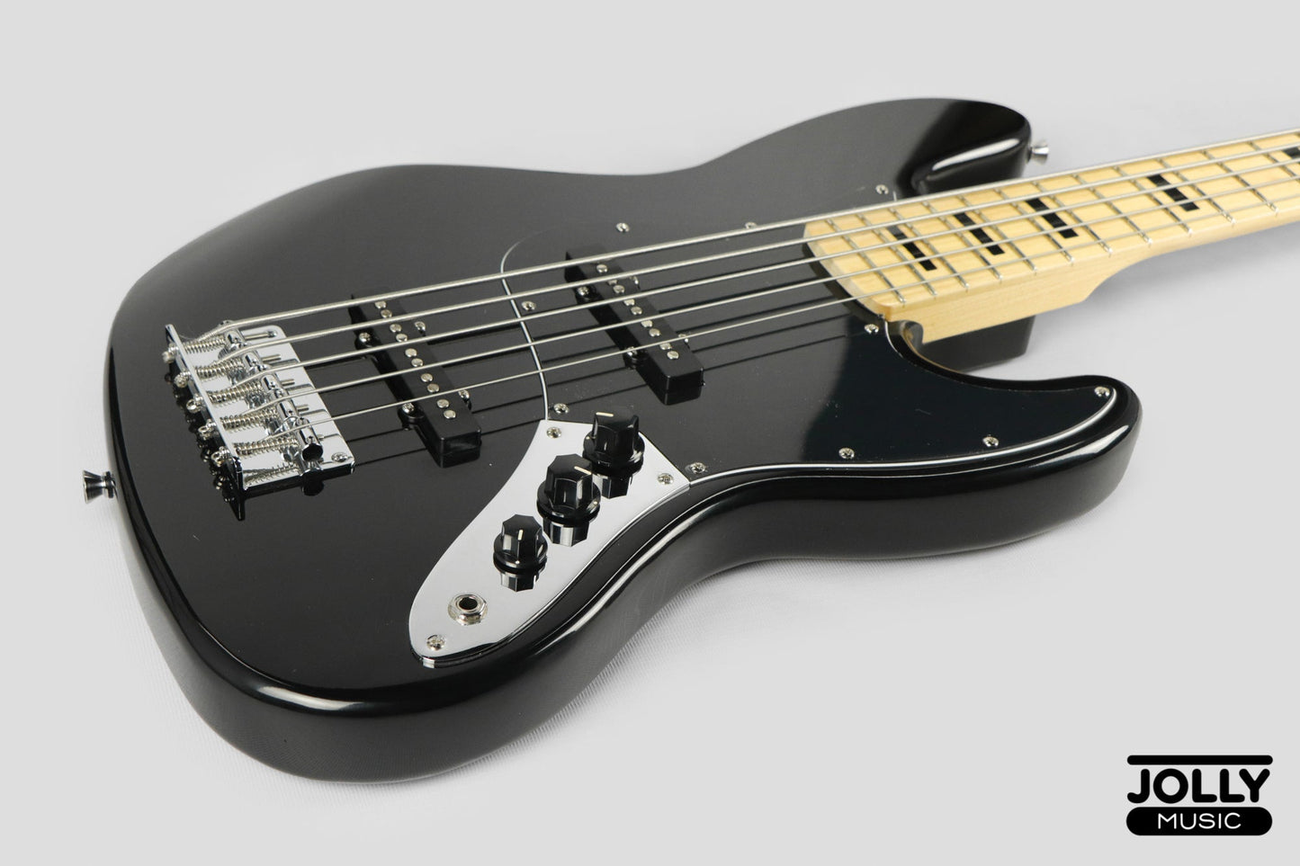 JCraft JB-1 J-Offset 5-String Bass Guitar with Gigbag - Black