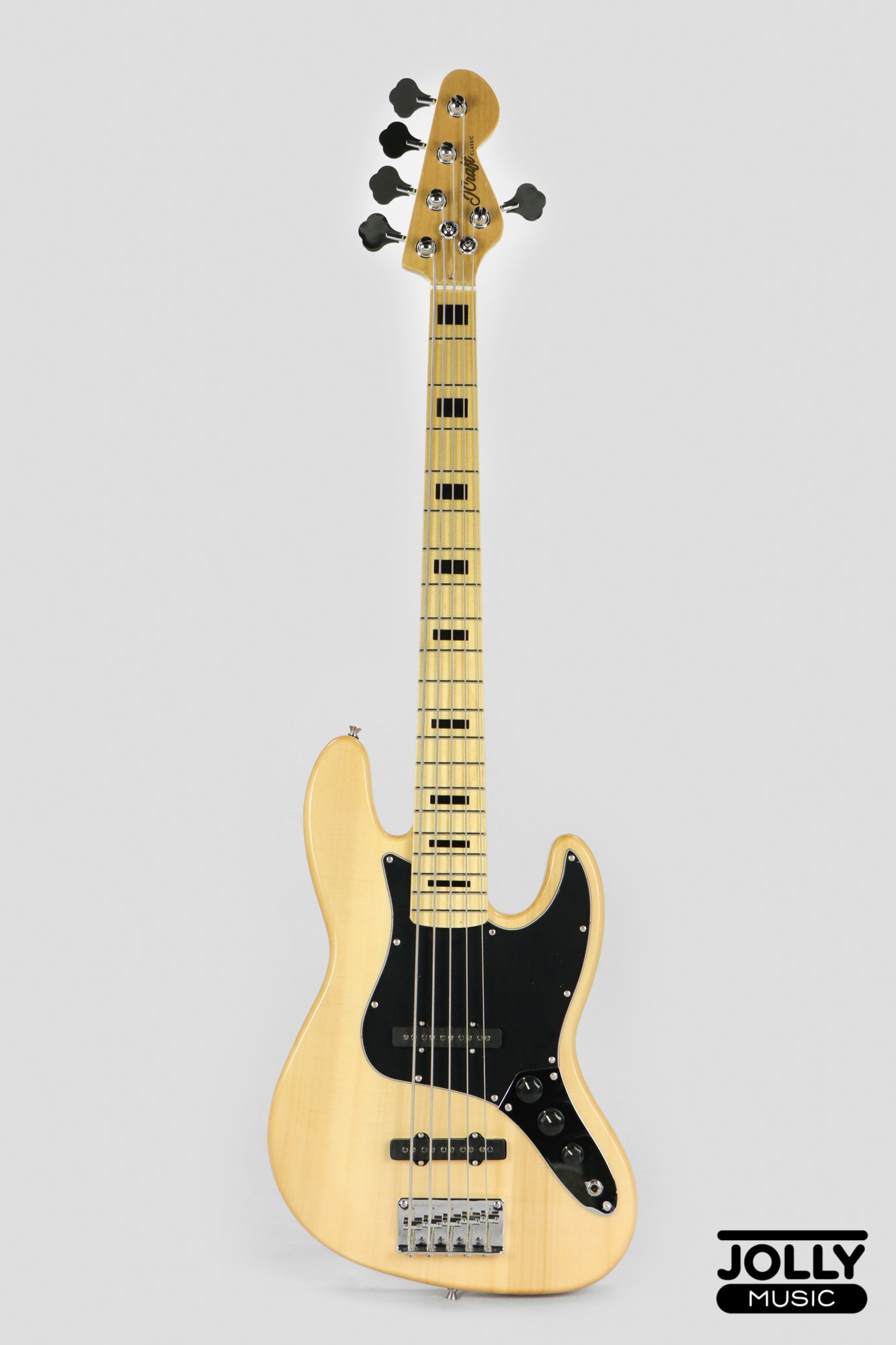 JCraft JB-1 J-Offset 5-String Bass Guitar with Gigbag - Natural