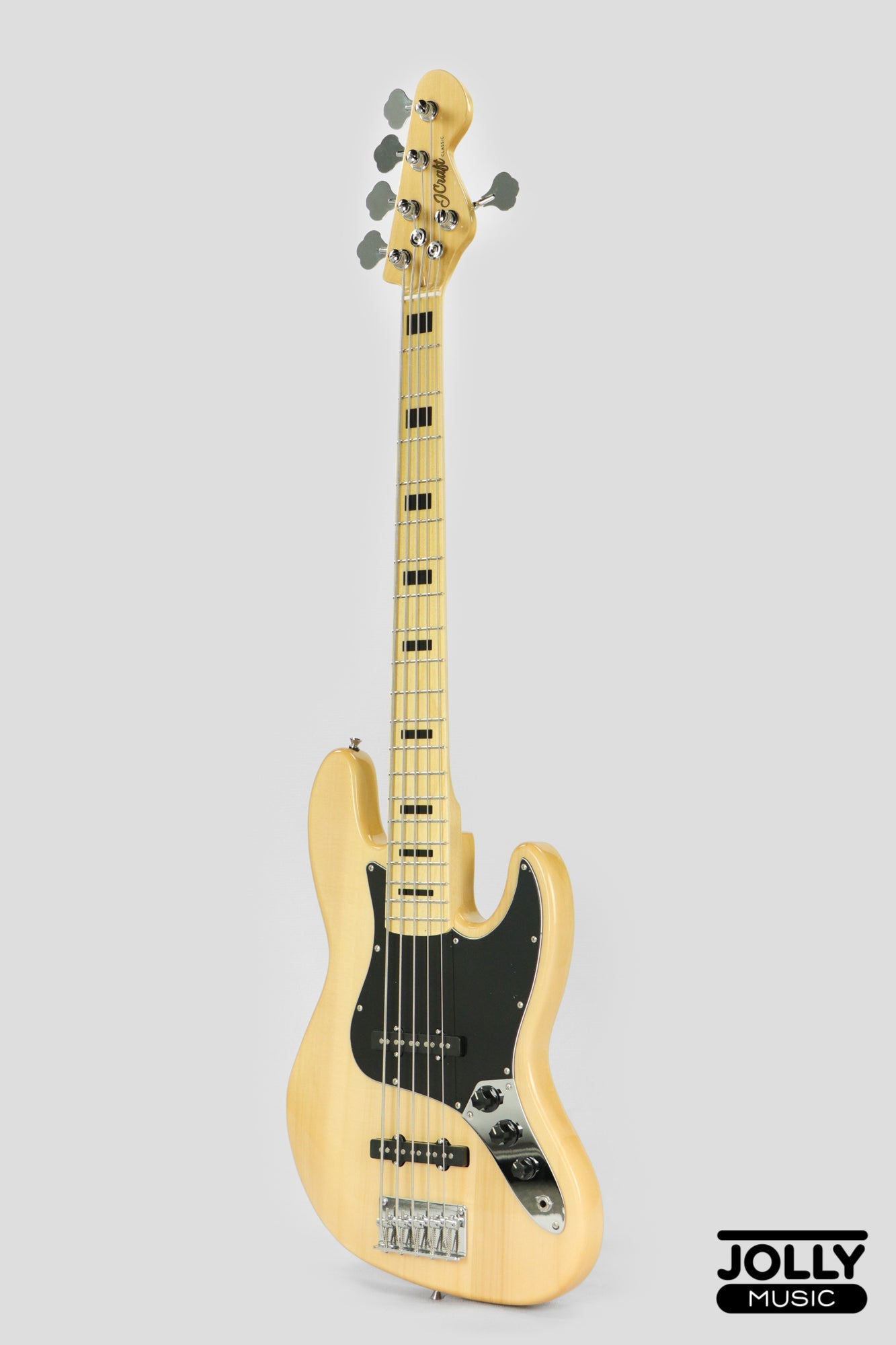 JCraft JB-1 J-Offset 5-String Bass Guitar with Gigbag - Natural