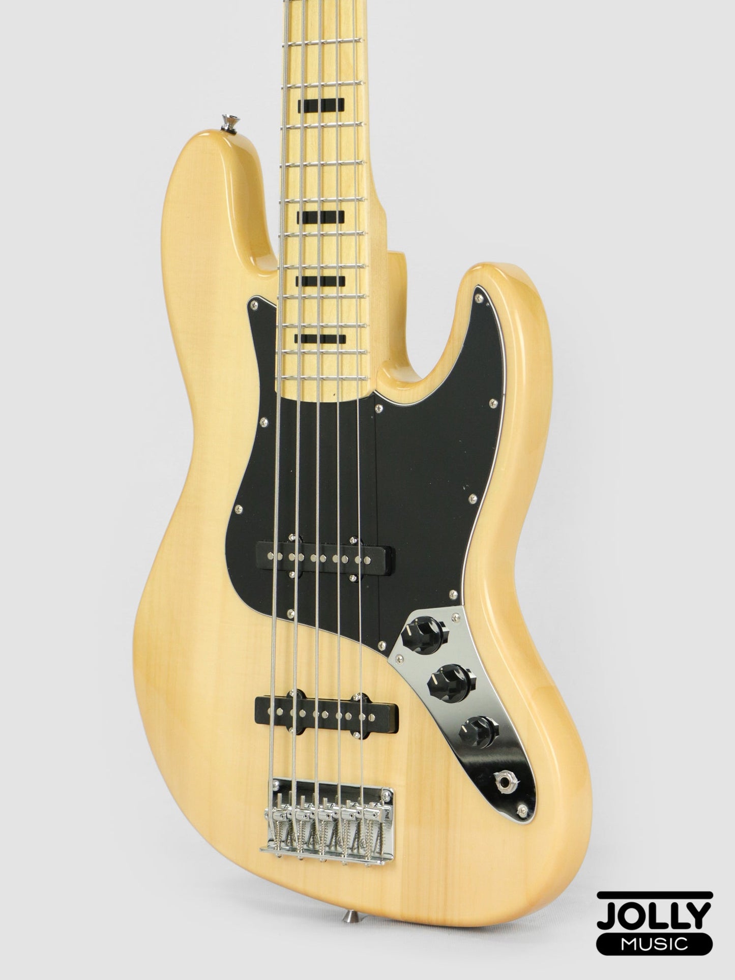 JCraft JB-1 J-Offset 5-String Bass Guitar with Gigbag - Natural
