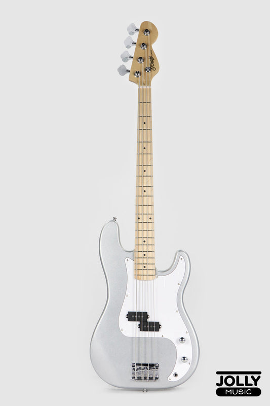 JCraft PB-1 4-String Electric Bass Guitar with Gigbag - Silver Sky