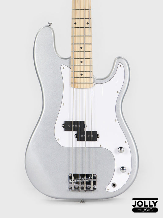 JCraft PB-1 4-String Electric Bass Guitar with Gigbag - Silver Sky
