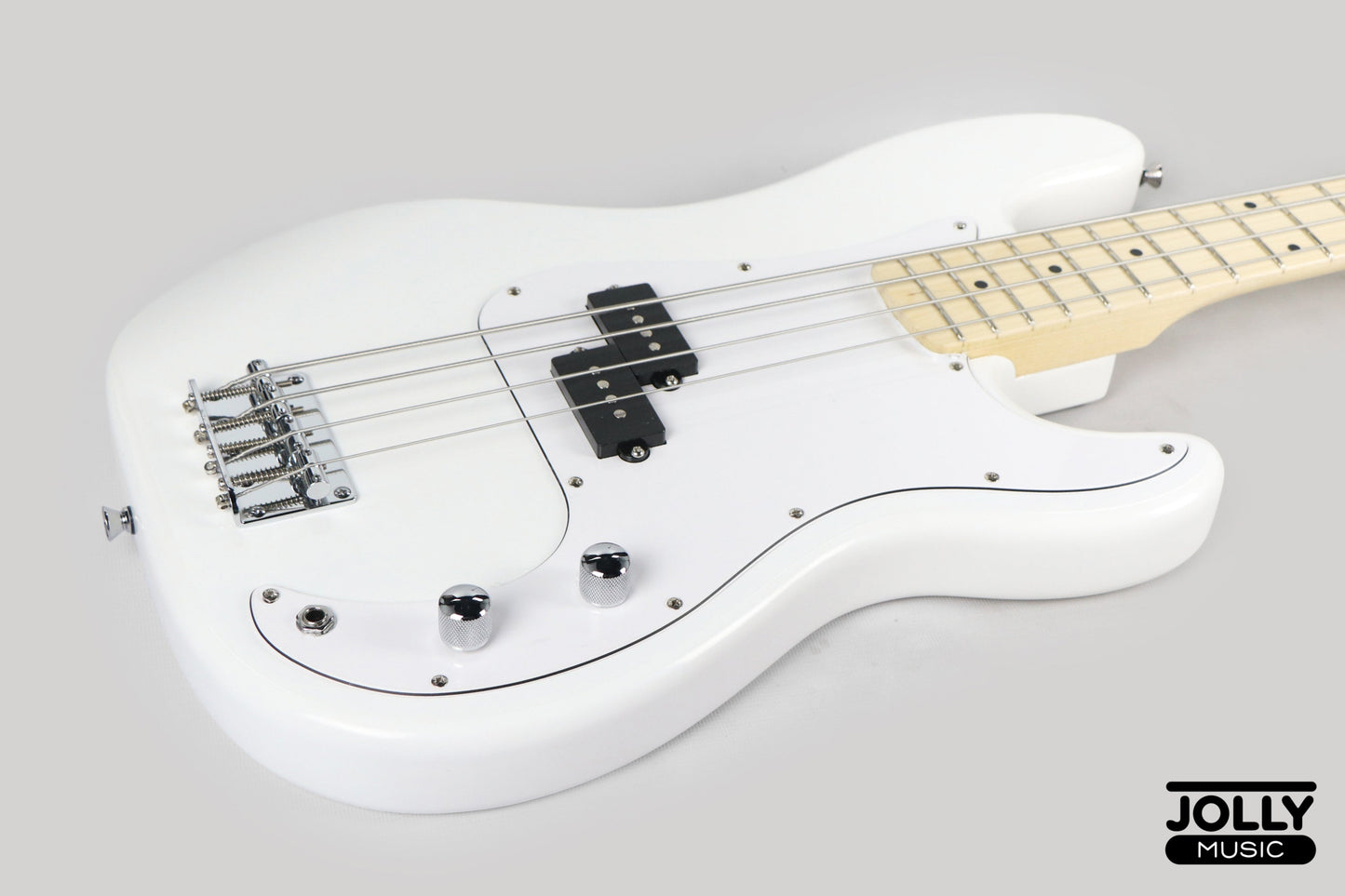 JCraft PB-1 4-String Electric Bass Guitar with Gigbag - Triple White