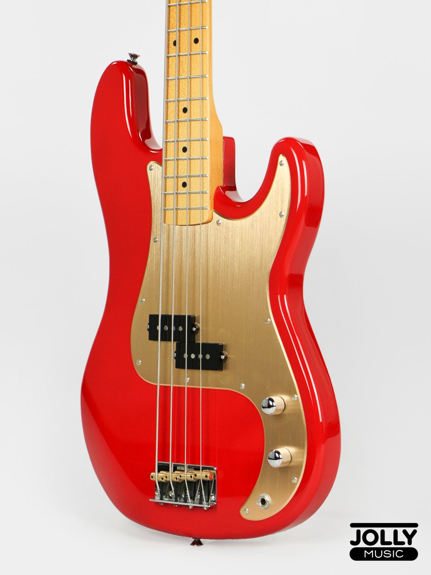JCraft PB-3V 4-String Bass Guitar - Fiesta Red