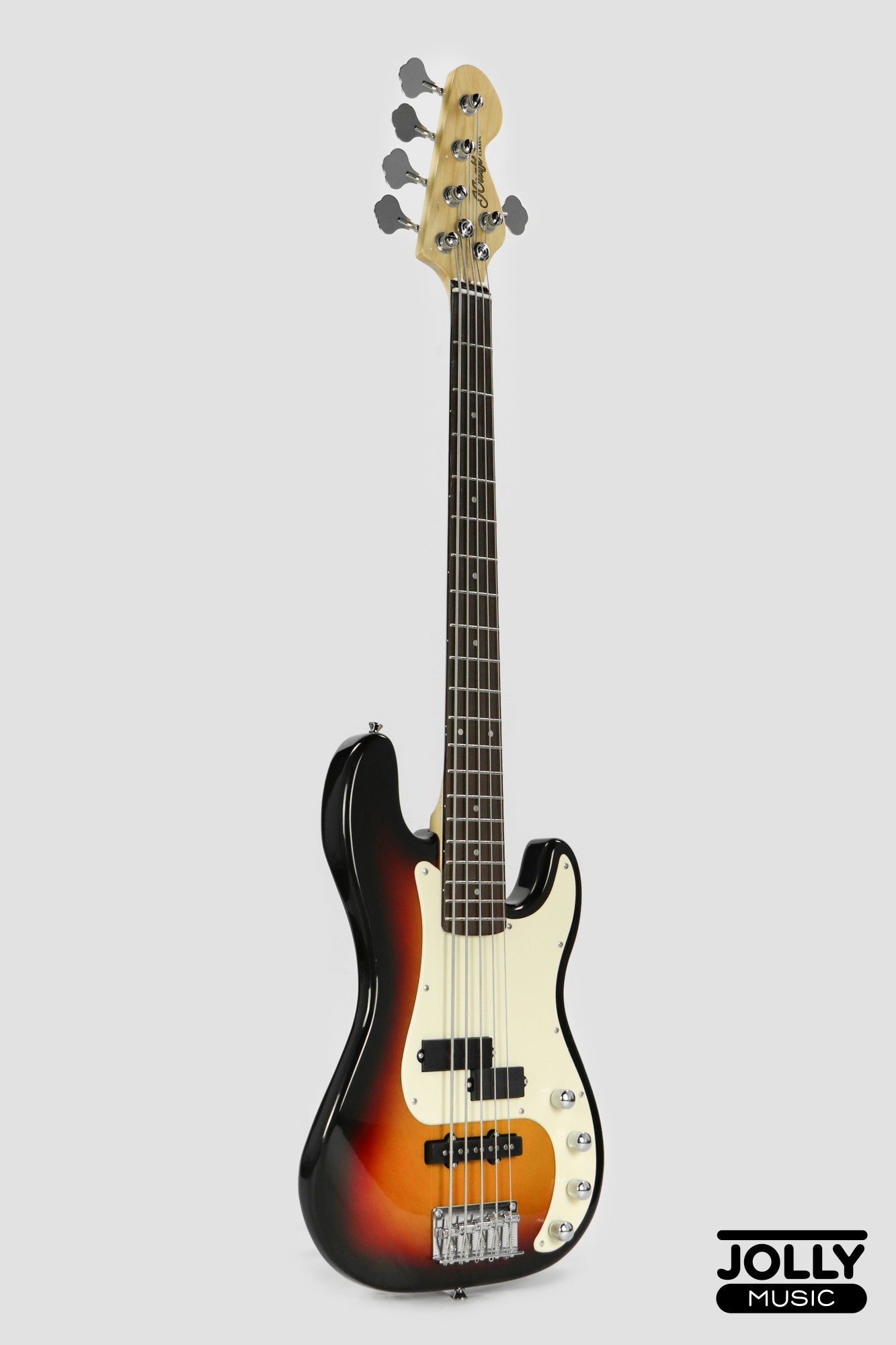 JCraft PJ-2 5-String P+J Style Bass Guitar - Sunburst