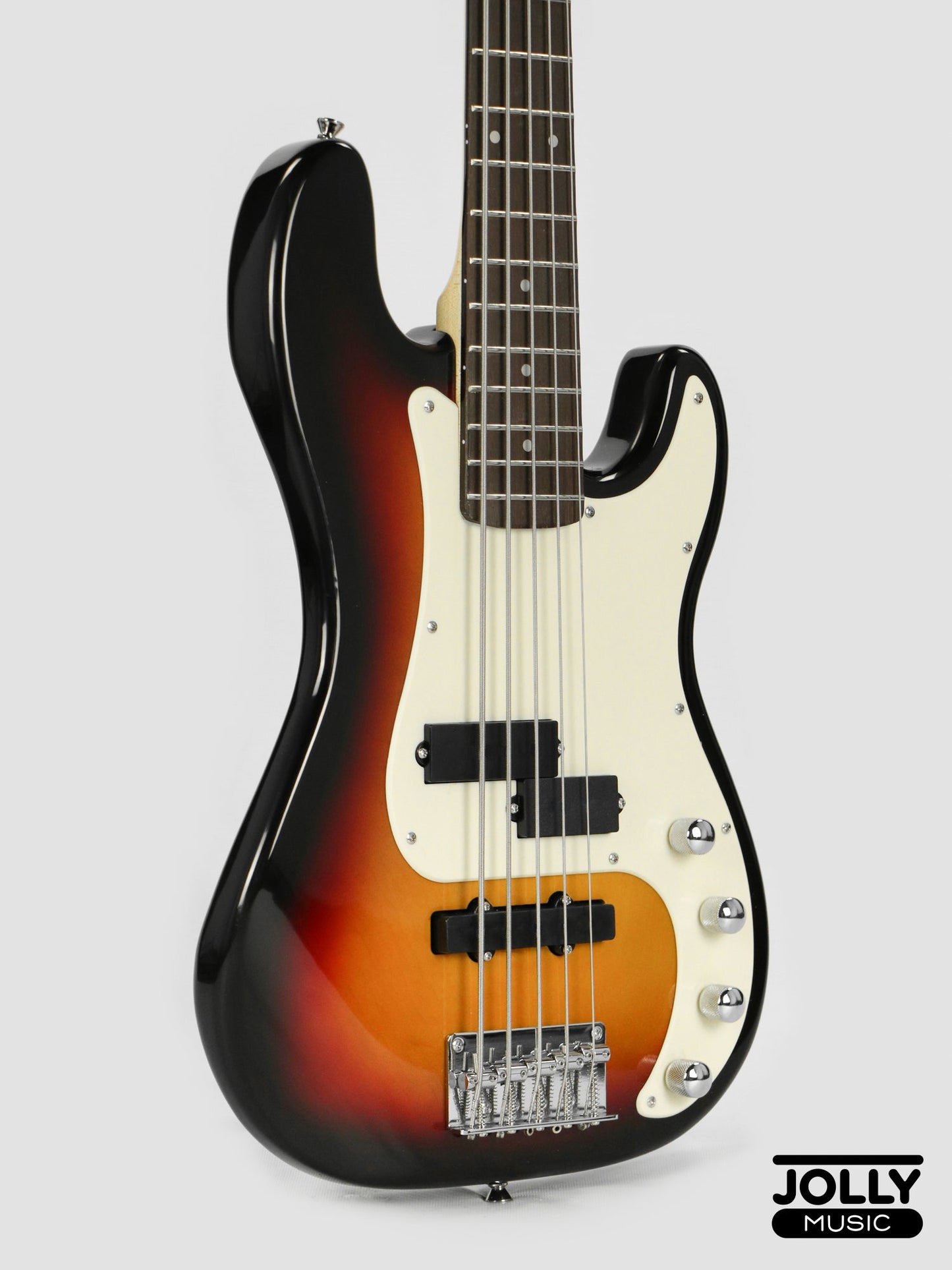 JCraft PJ-2 5-String P+J Style Bass Guitar - Sunburst