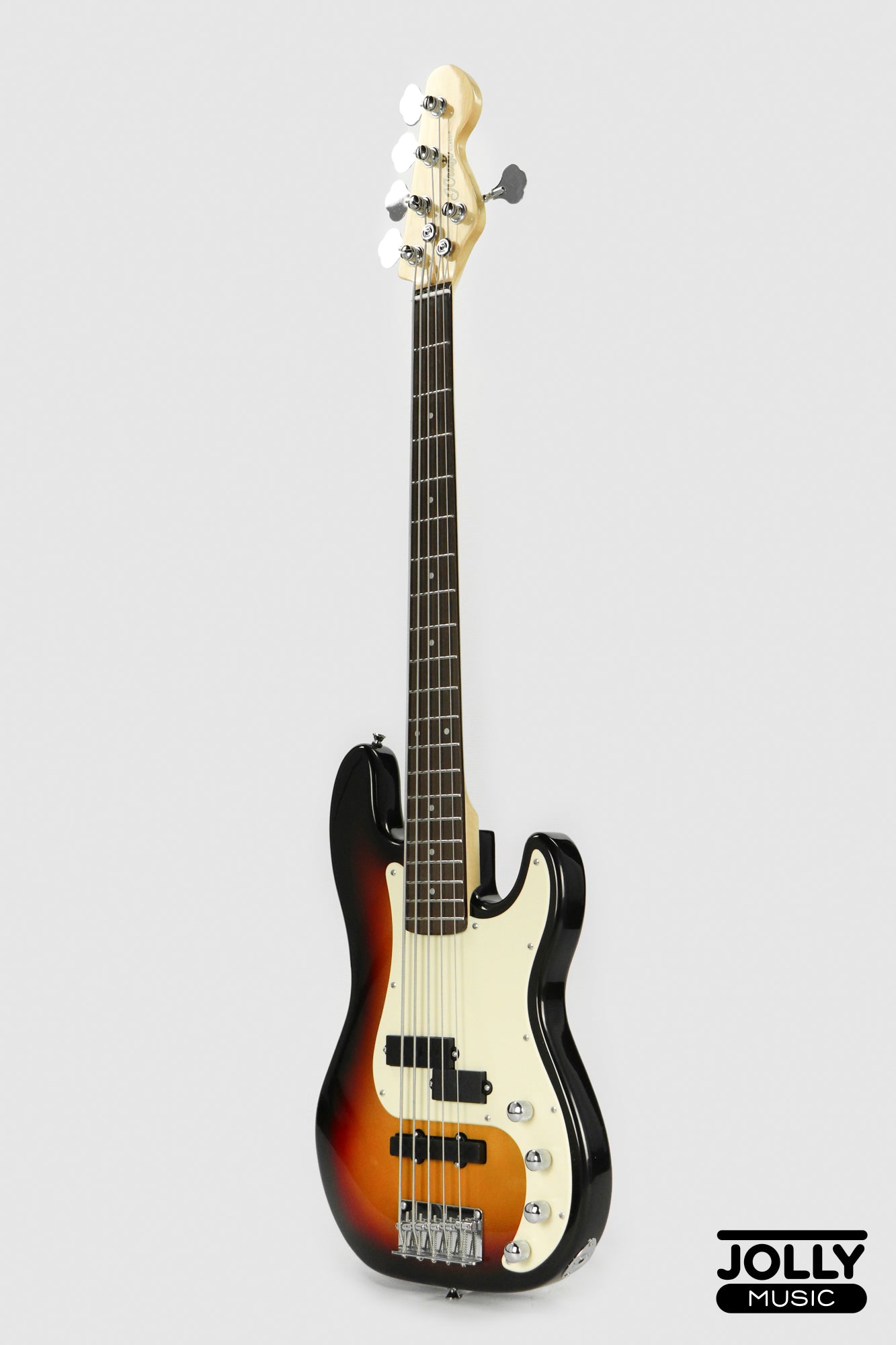 JCraft PJ-2 5-String P+J Style Bass Guitar - Sunburst