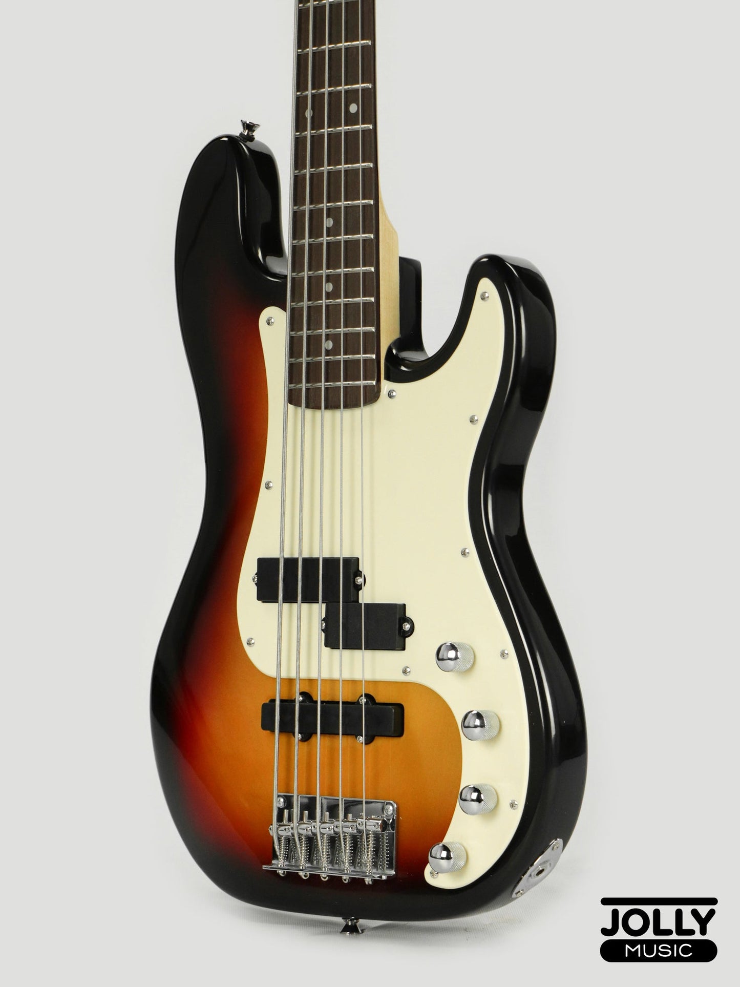 JCraft PJ-2 5-String P+J Style Bass Guitar - Sunburst