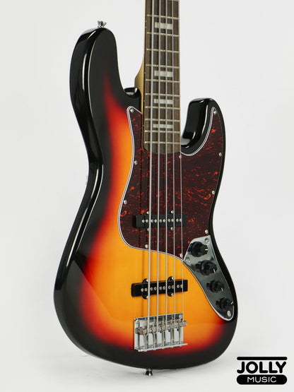 JCraft JB-2A J-Offset 5-String Bass Guitar - Sunburst