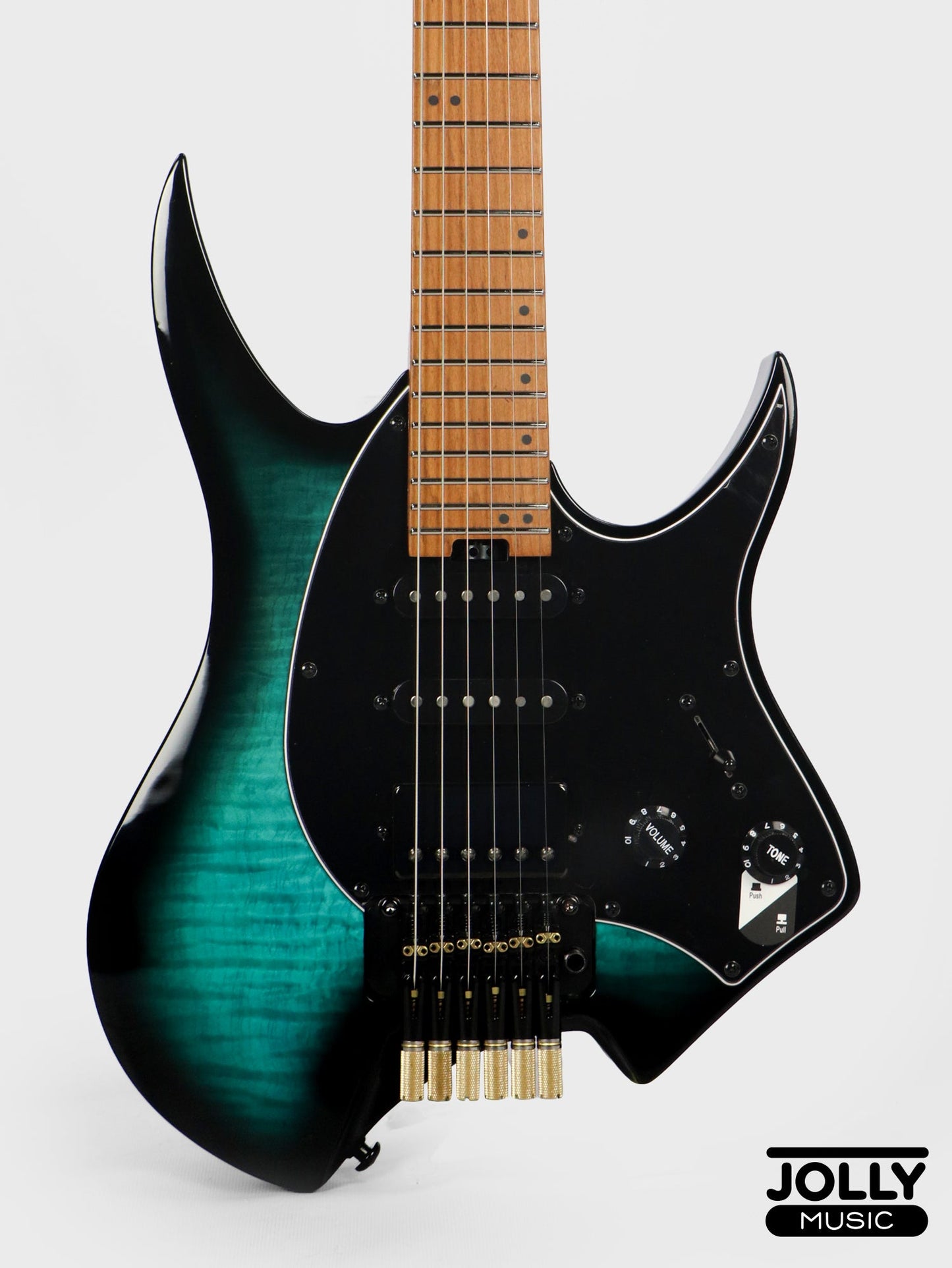 JCraft Aeon Headless Fusion HSS Electric Guitar HTP-3 - Blue Flame (Veneer)
