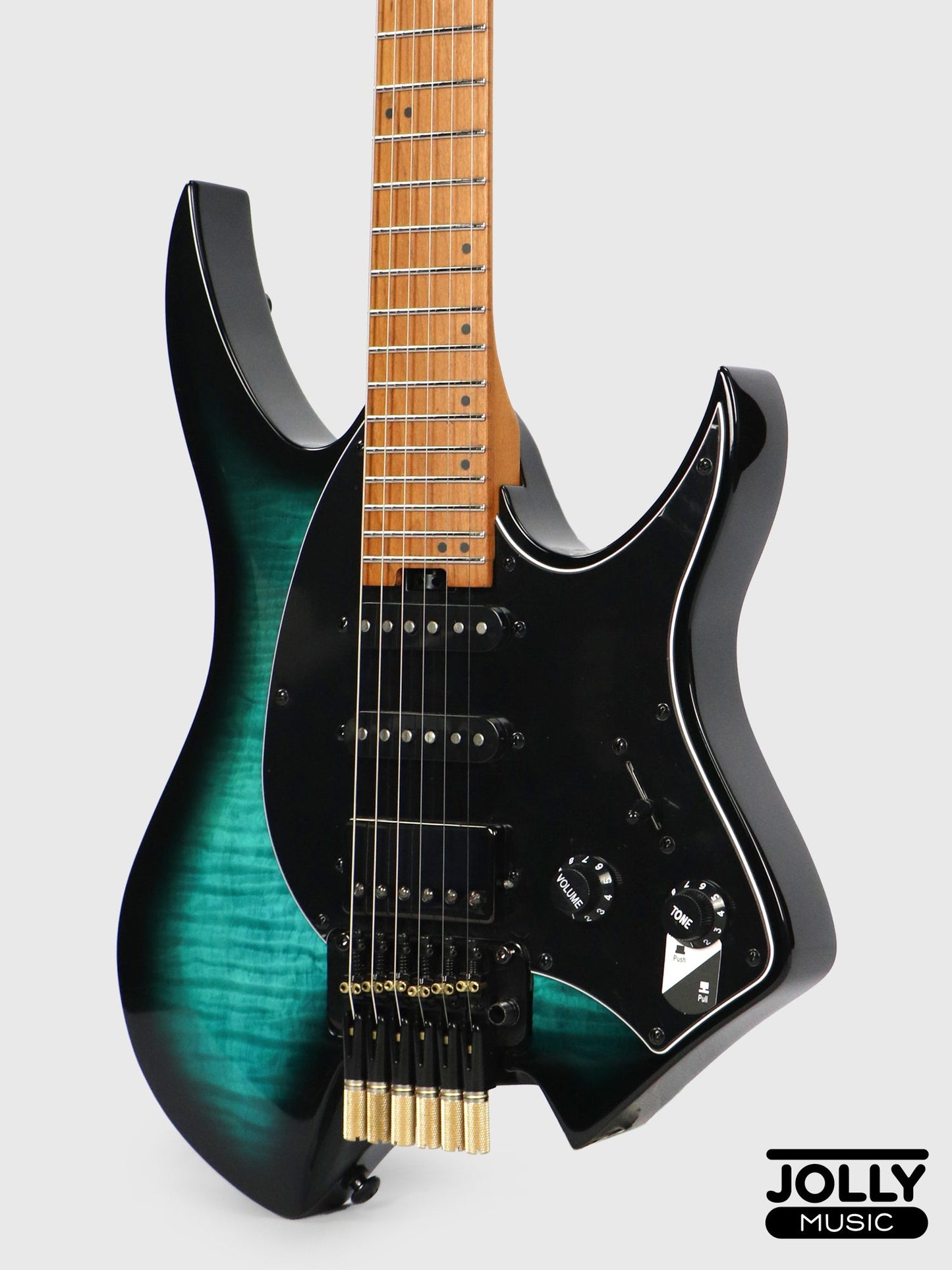 JCraft Aeon Headless Fusion HSS Electric Guitar HTP-3 - Blue Flame (Veneer)