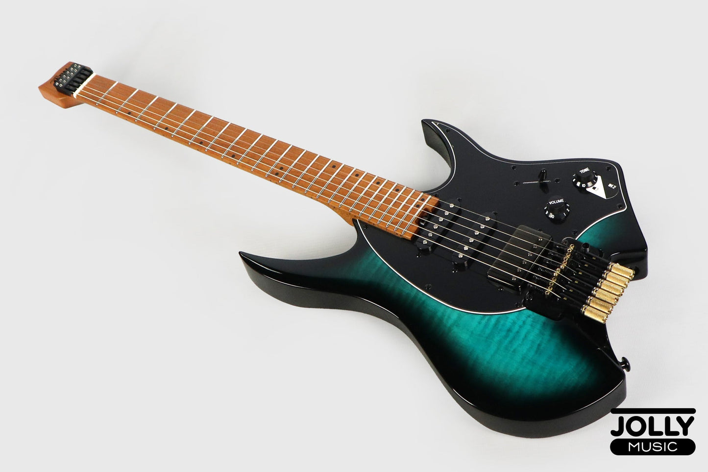 JCraft Aeon Headless Fusion HSS Electric Guitar HTP-3 - Blue Flame (Veneer)