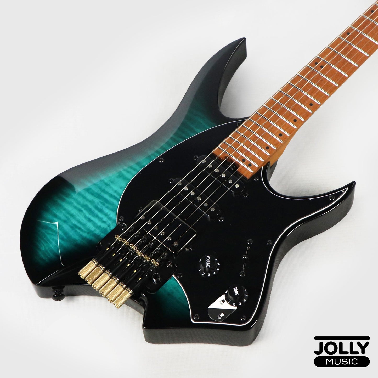 JCraft Aeon Headless Fusion HSS Electric Guitar HTP-3 - Blue Flame (Veneer)