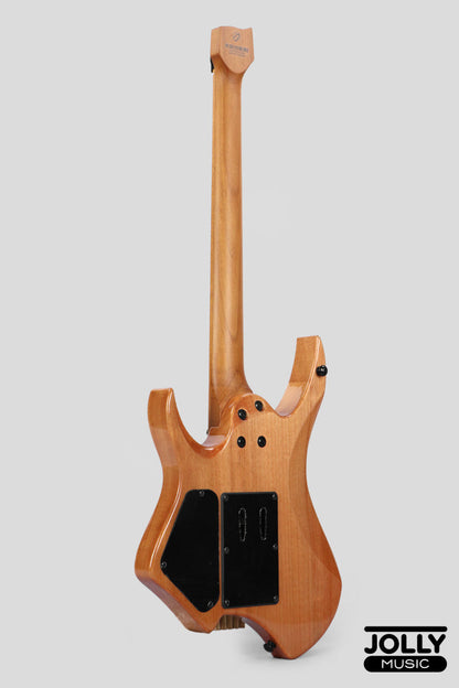 Jcraft Aeon Flame Top Headless Electric Guitar Locking Tremolo Stainless HTR-3 - Natural (Veneer)