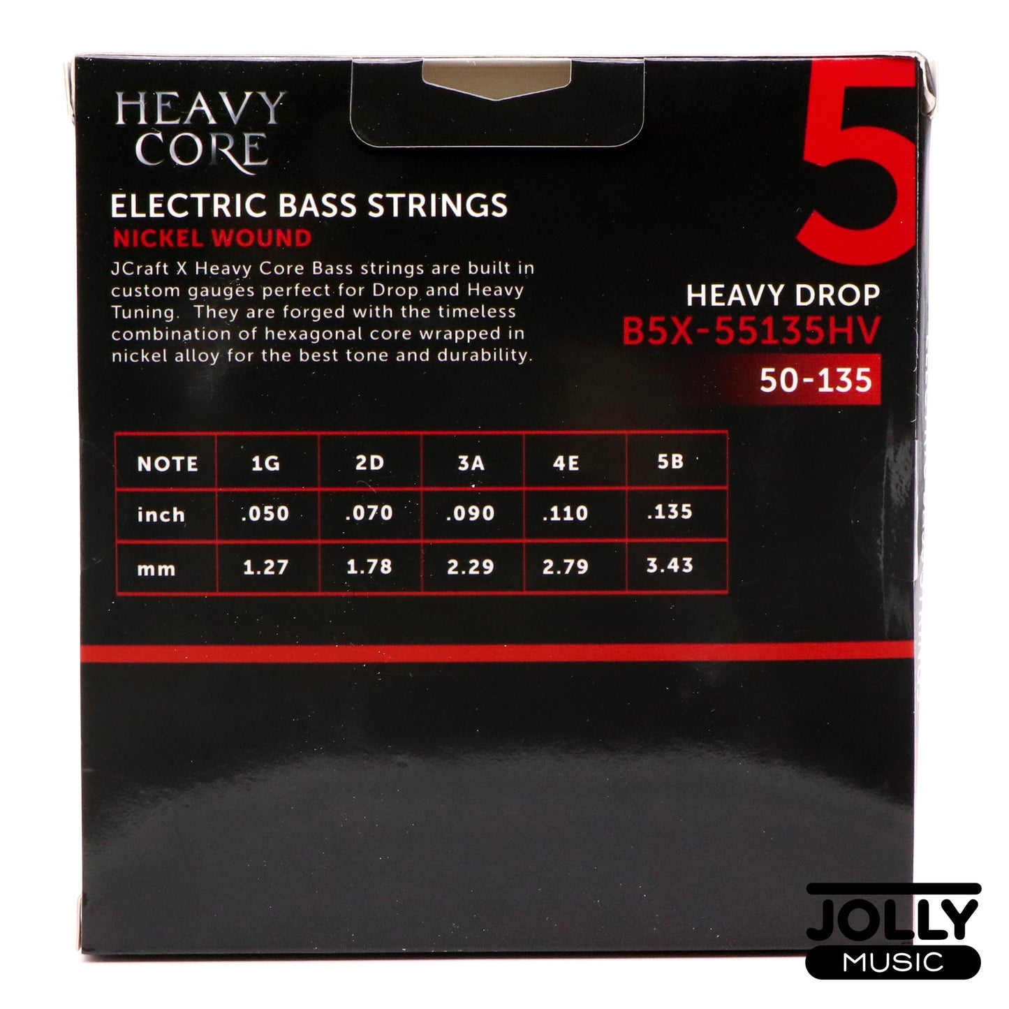 JCraft X Heavy Core 5-String Electric Bass Guitar String 50-135