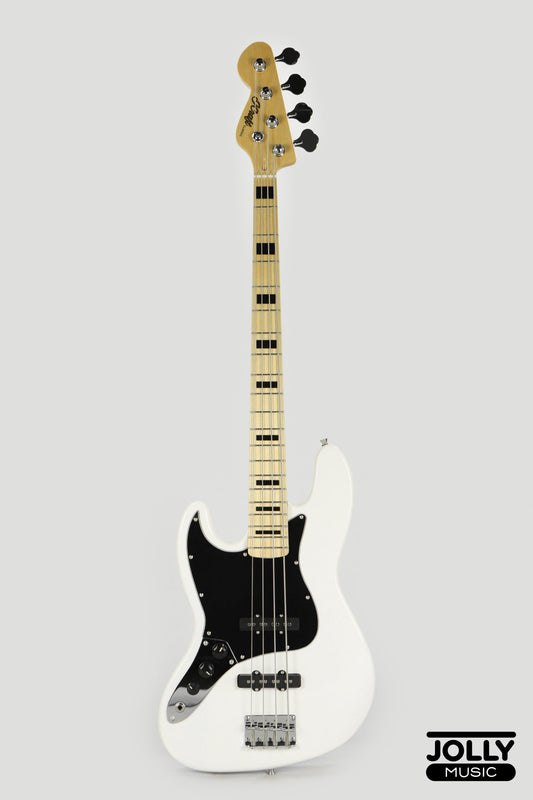JCraft JB-1 Left Handed J-Offset 4-String Bass Guitar with Gigbag - White