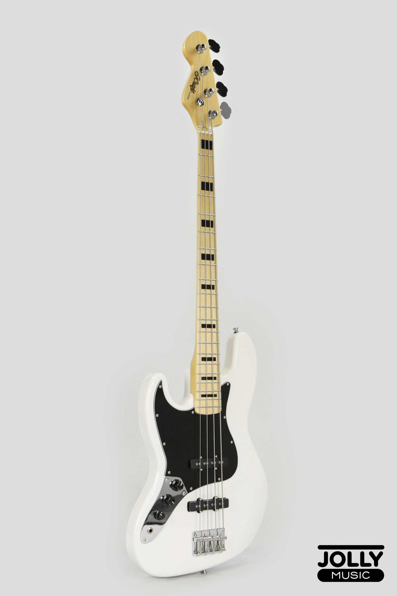 JCraft JB-1 Left Handed J-Offset 4-String Bass Guitar with Gigbag - White