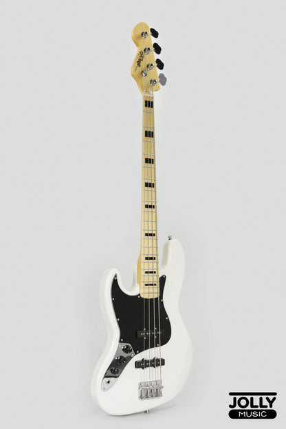 JCraft JB-1 Left Handed J-Offset 4-String Bass Guitar with Gigbag - White