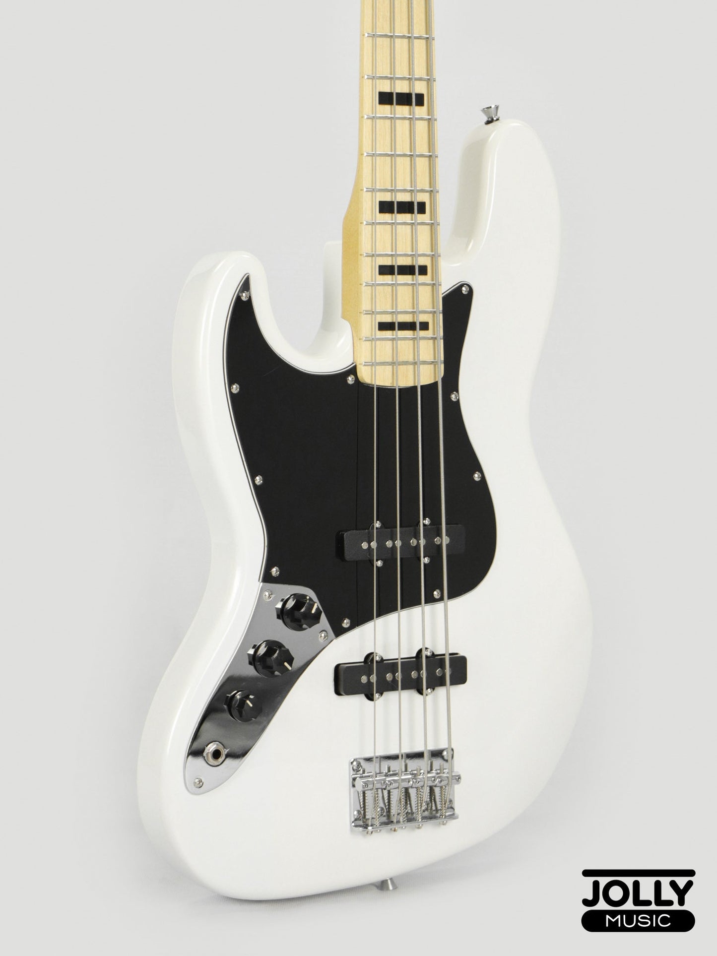 JCraft JB-1 Left Handed J-Offset 4-String Bass Guitar with Gigbag - White