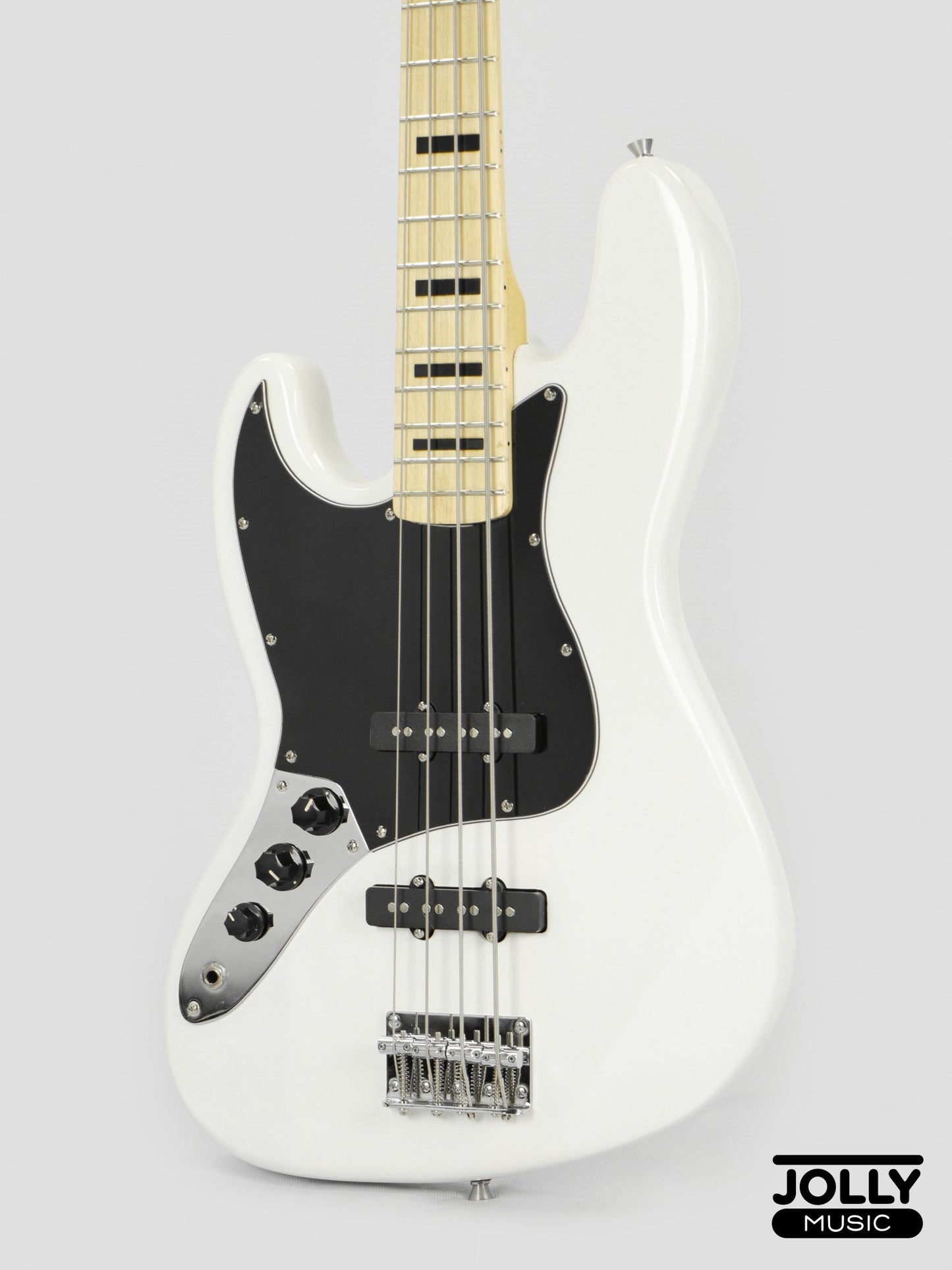 JCraft JB-1 Left Handed J-Offset 4-String Bass Guitar with Gigbag - White