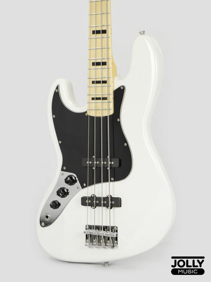 JCraft JB-1 Left Handed J-Offset 4-String Bass Guitar with Gigbag - White