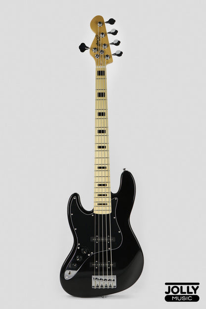JCraft JB-1 Left Handed J-Offset 5-String Bass Guitar with Gigbag - Black