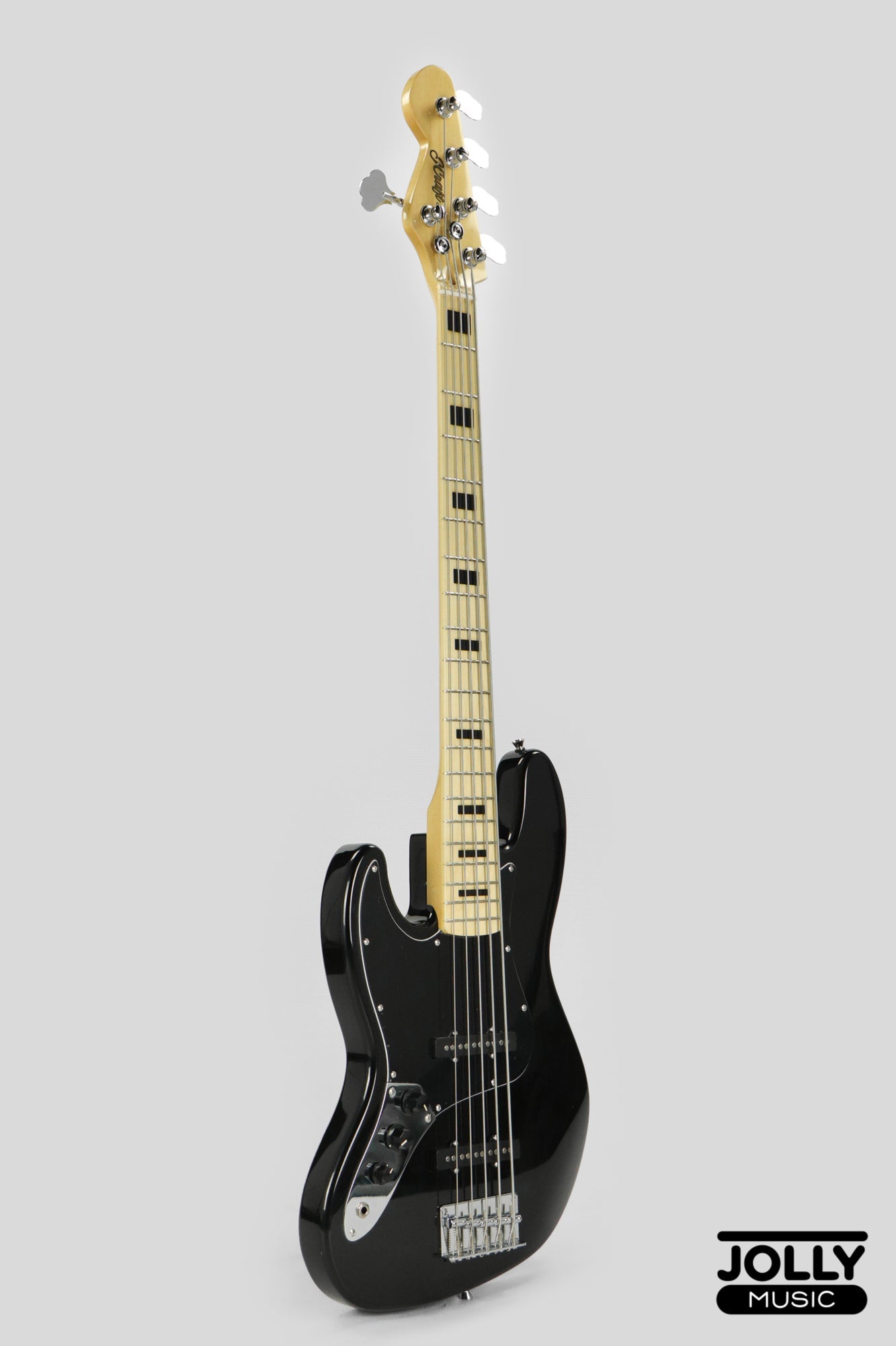 JCraft JB-1 Left Handed J-Offset 5-String Bass Guitar with Gigbag - Black