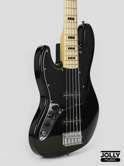 JCraft JB-1 Left Handed J-Offset 5-String Bass Guitar with Gigbag - Black