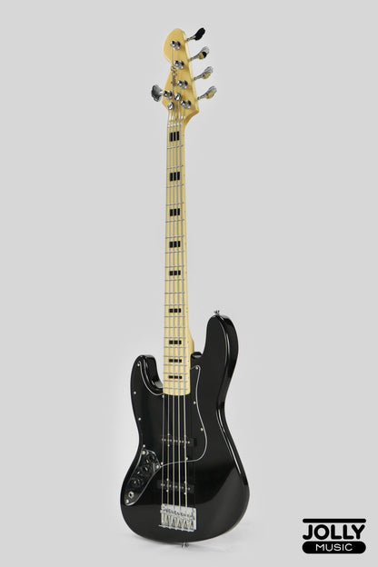 JCraft JB-1 J-Offset 5-String Bass Guitar with Gigbag - Black