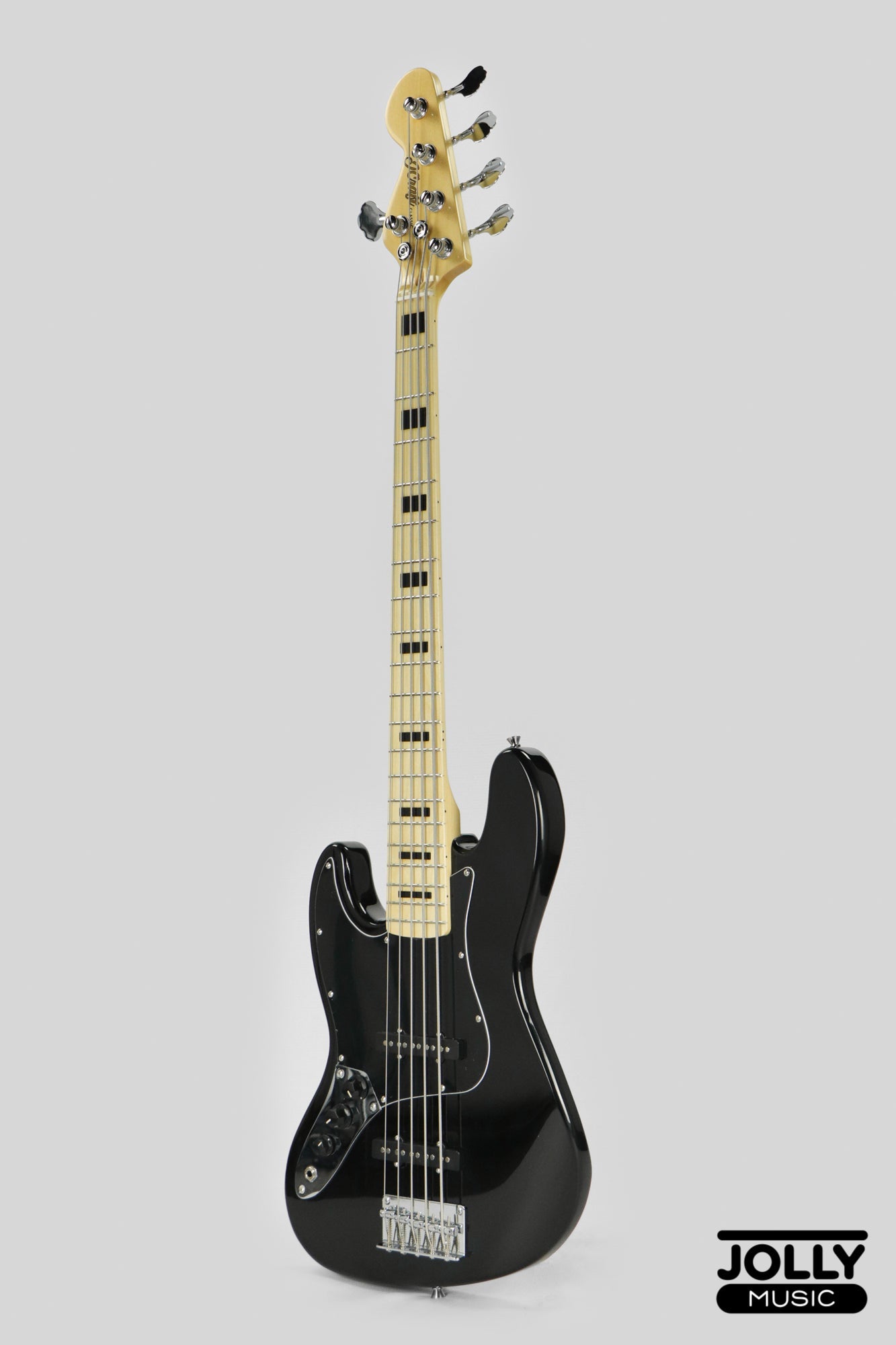 JCraft JB-1 Left Handed J-Offset 5-String Bass Guitar with Gigbag - Black