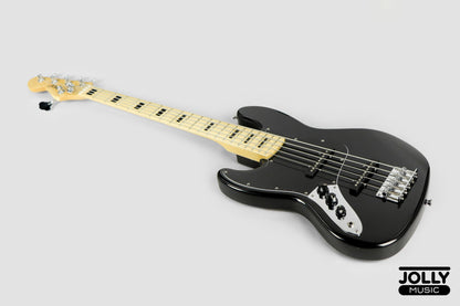 JCraft JB-1 Left Handed J-Offset 5-String Bass Guitar with Gigbag - Black