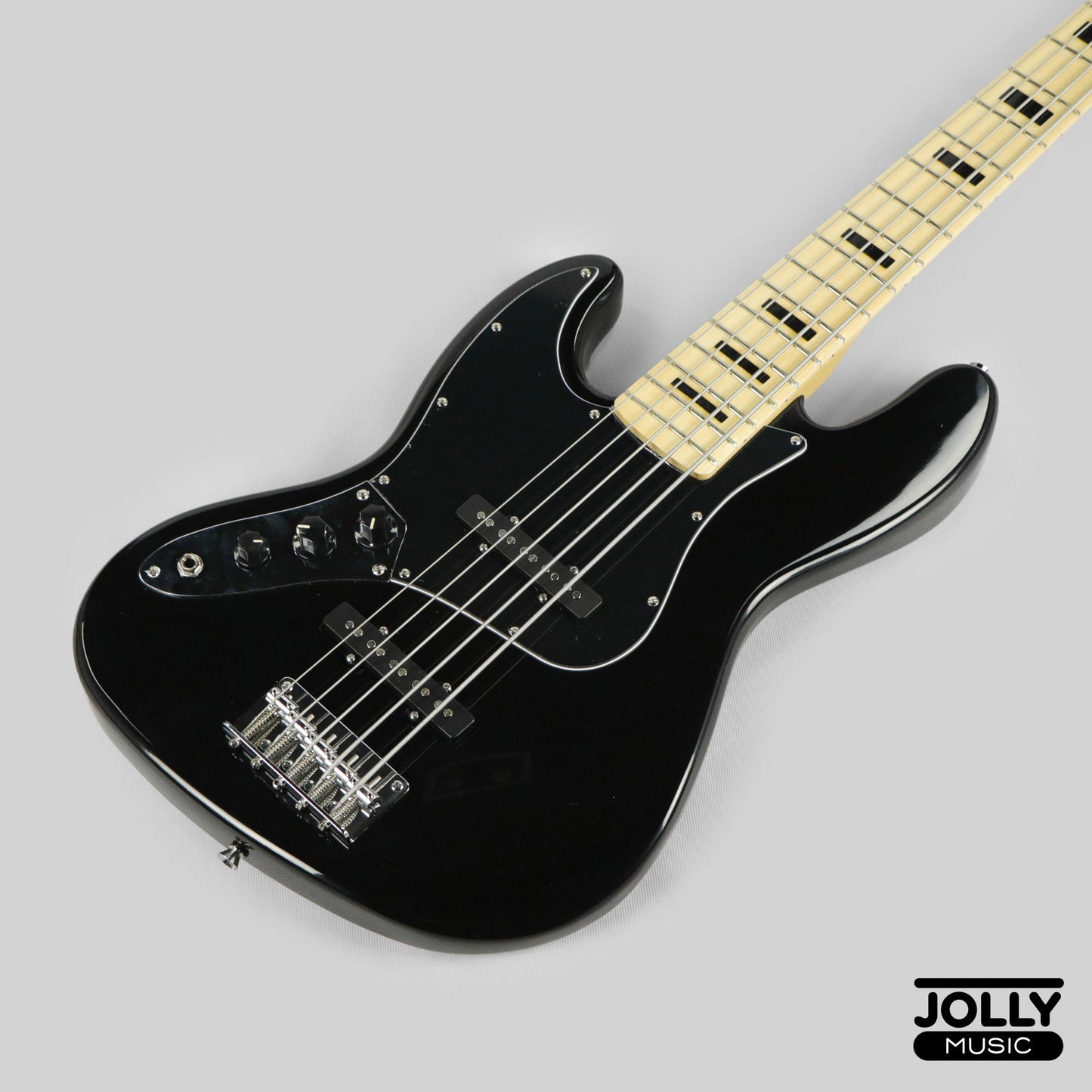 JCraft JB-1 Left Handed J-Offset 5-String Bass Guitar with Gigbag - Black