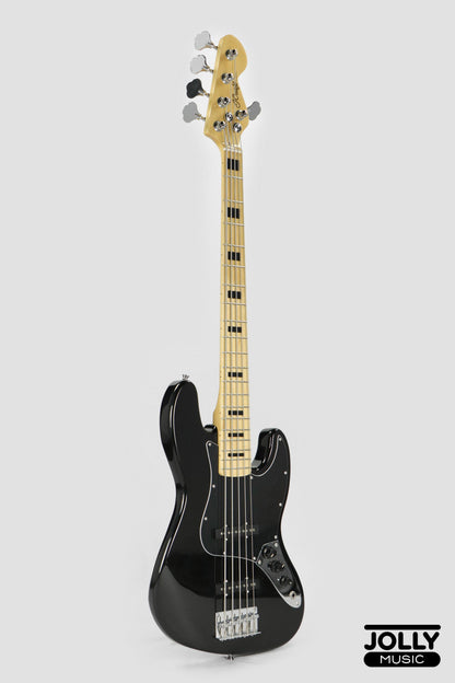 JCraft JB-1 J-Offset 5-String Bass Guitar with Gigbag - Black