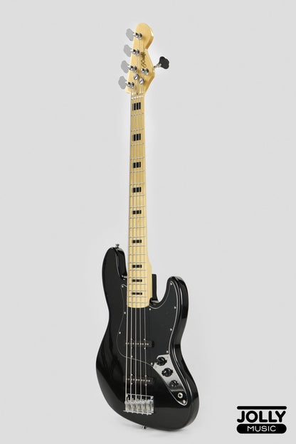 JCraft JB-1 J-Offset 5-String Bass Guitar with Gigbag - Black