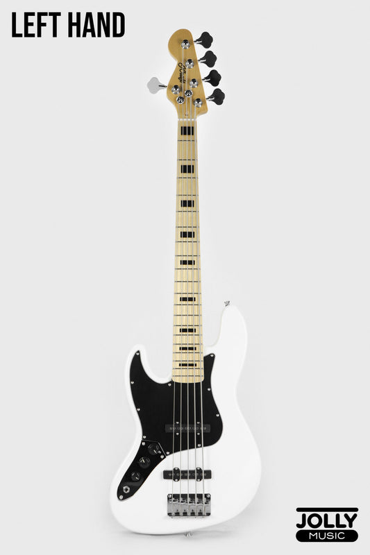 JCraft JB-1 Left Handed J-Offset 5-String Bass Guitar with Gigbag - White