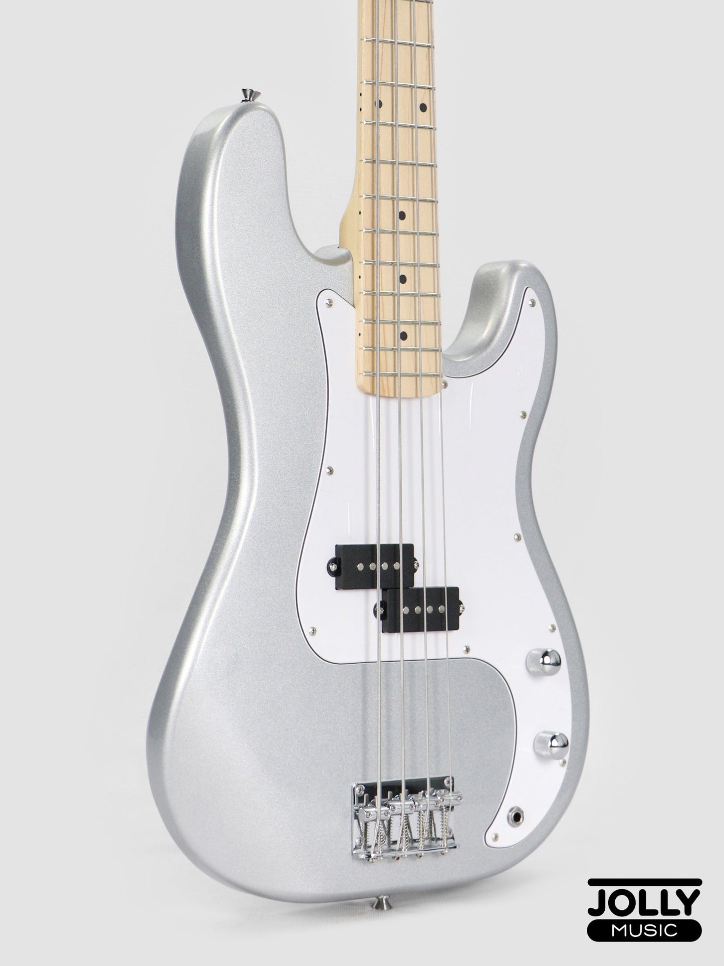JCraft PB-1 4-String Electric Bass Guitar with Gigbag - Silver Sky