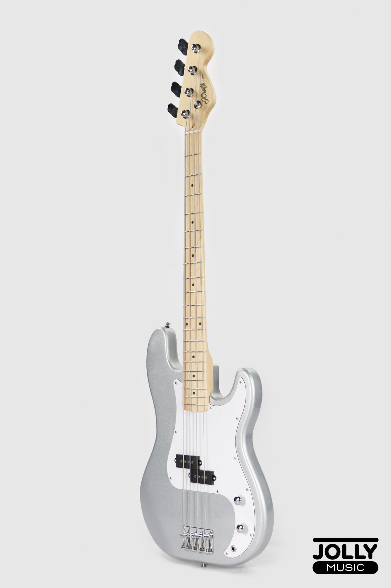 JCraft PB-1 4-String Electric Bass Guitar with Gigbag - Silver Sky