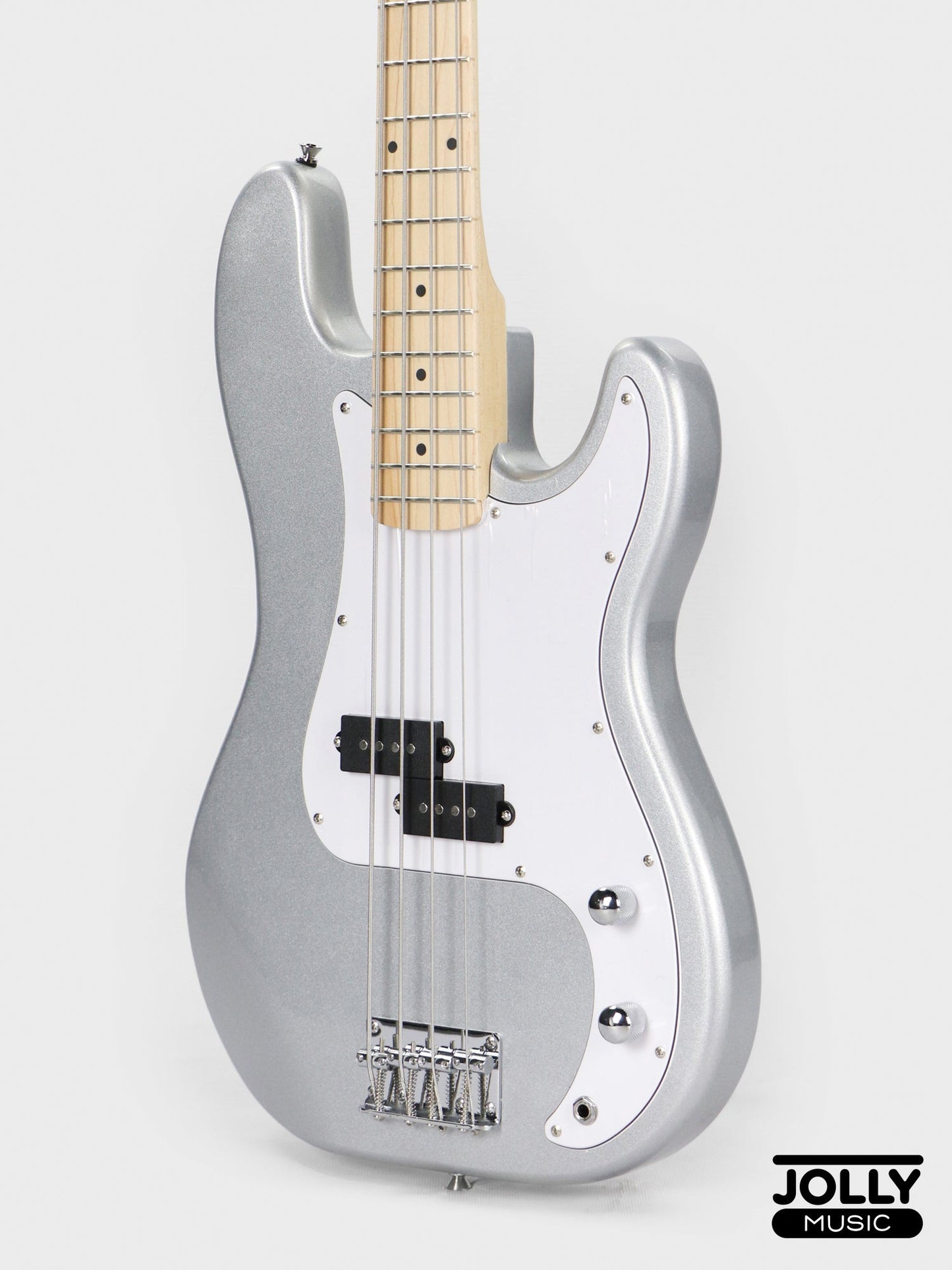 JCraft PB-1 4-String Electric Bass Guitar with Gigbag - Silver Sky