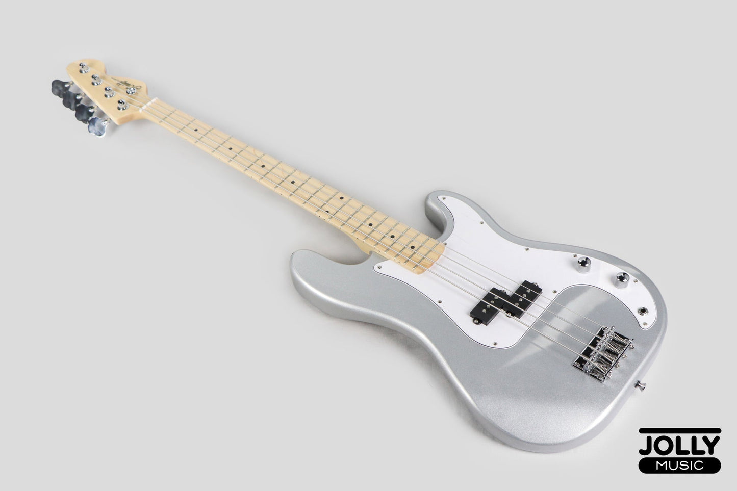 JCraft PB-1 4-String Electric Bass Guitar with Gigbag - Silver Sky