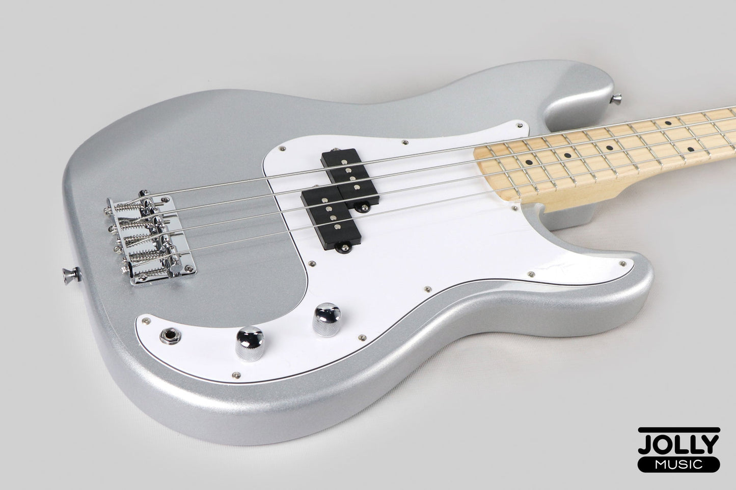 JCraft PB-1 4-String Electric Bass Guitar with Gigbag - Silver Sky