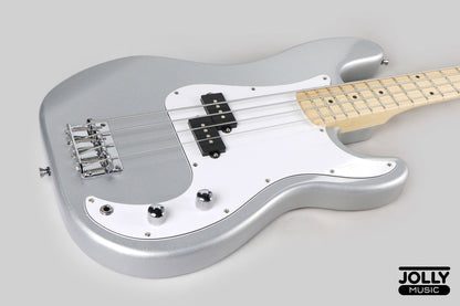 JCraft PB-1 4-String Electric Bass Guitar with Gigbag - Silver Sky