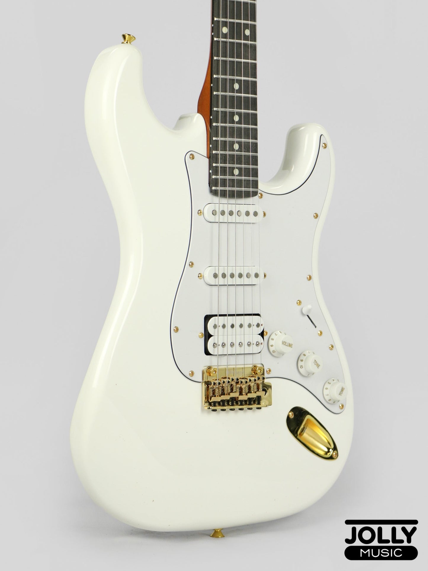 JCraft S-3H Special 2023 HSS S-Style Electric Guitar Roasted Maple Gold Hardware - Olympic White
